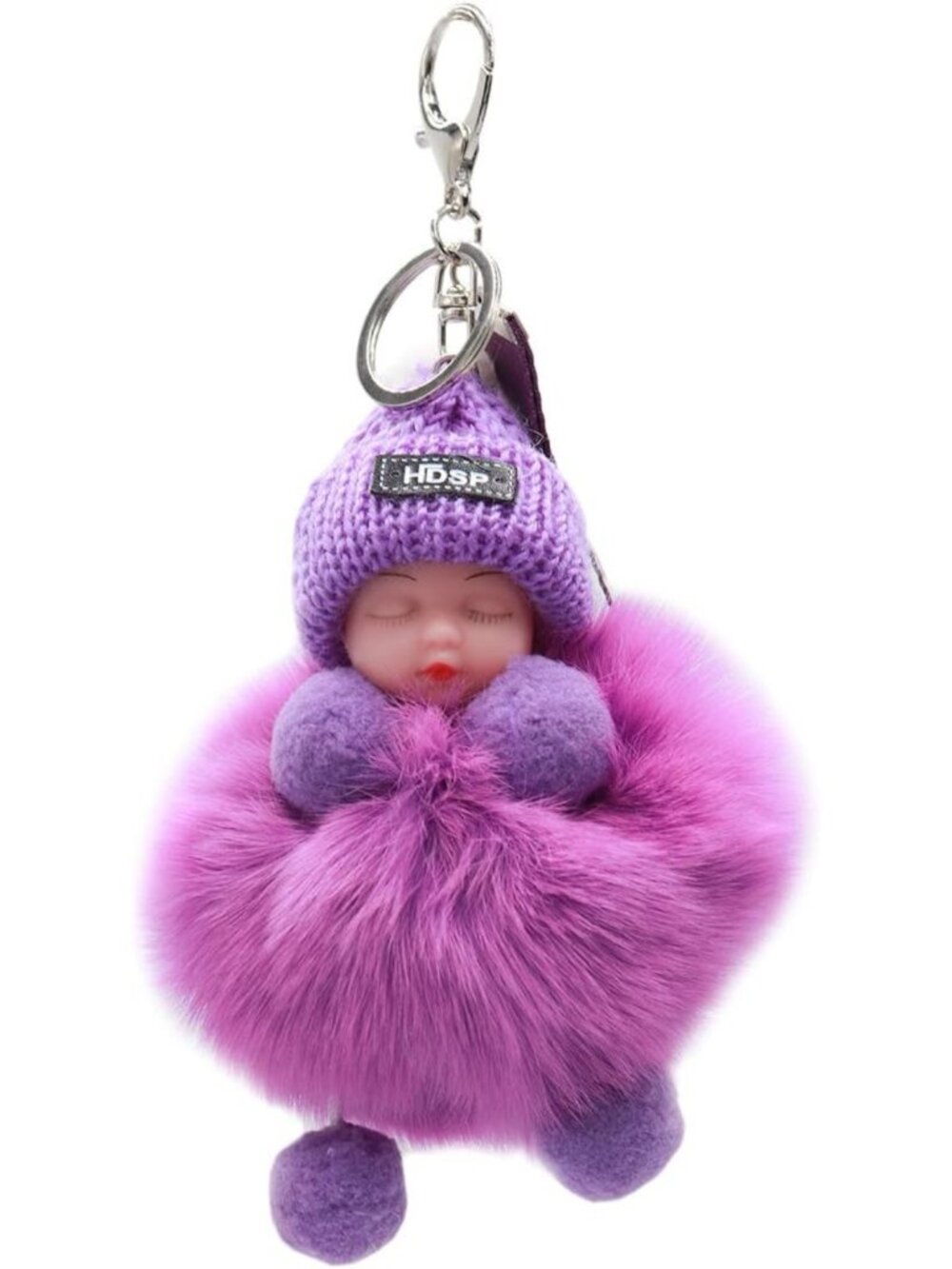 Soft Fluffy Fox Fur Pom-Pom Keychain Charm for Bags & Purses - Luxury Accessory